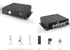 Rejestrator mobilny PRO AHD SD DVR 4 kanałowy 4-PIN 1080P GPS